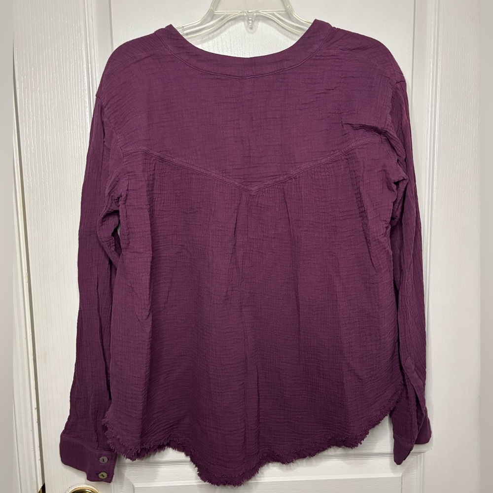 Free People Burgundy Button-Up Top - Picture 4 of 8